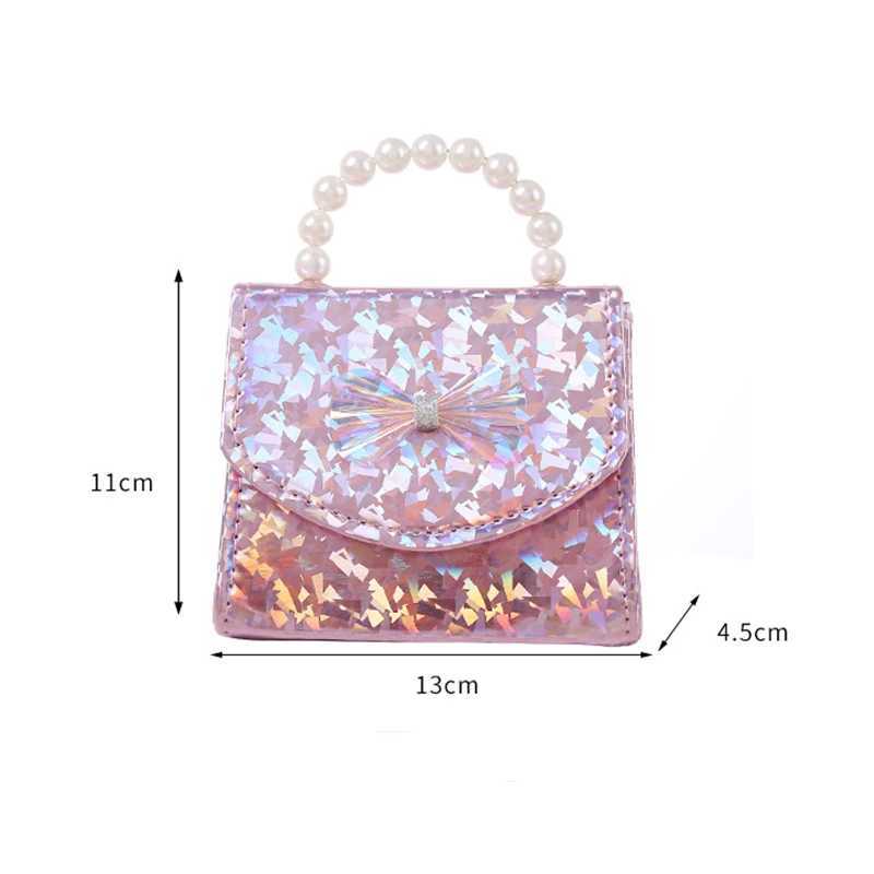 Childrens little perfume new bag lovely princess shoulder bag glittering sequins backpack bow handbag pearl girl cross body bag W240906