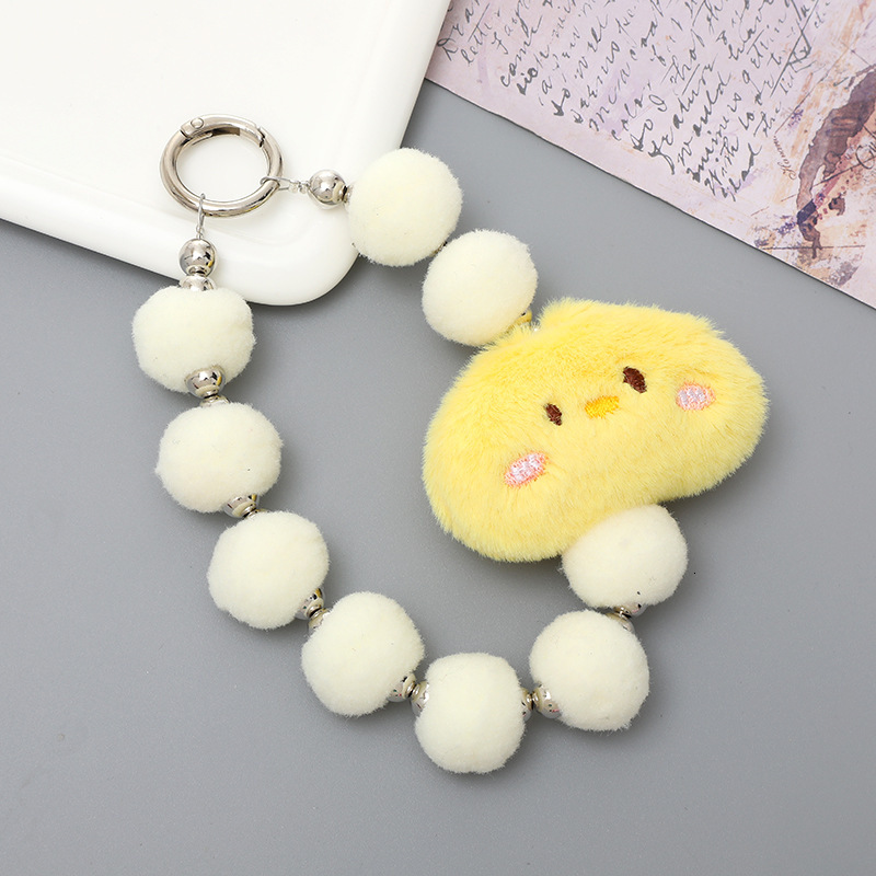 Yilian new Kulomi plush bead pendant cartoon case keychain anti drop phone chain hanging decoration
