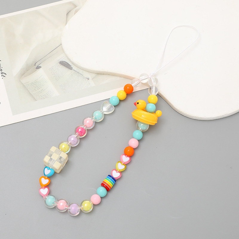Korean version of Little Duck mobile chain, phone case, hanging ornament, bead string, hand rope, anti fall wrist strap, small gift for women
