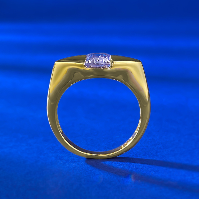 Geometry Solitaire Amethyst Moissanite Wedding Ring Set in Sterg Sier