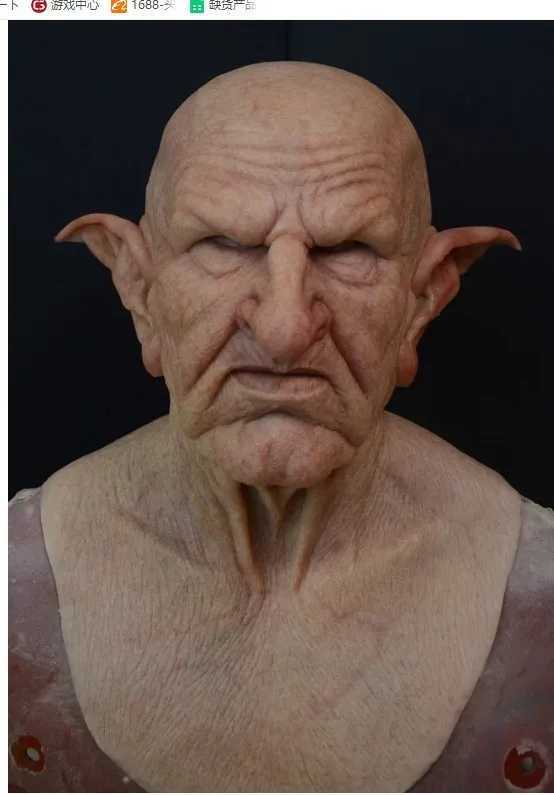New Old Man Grandpa Grandma Mask Halloween Party Pointy Ears Old Man Head Mask Party Offering Scary Cosplay Props Mask Terror M240906