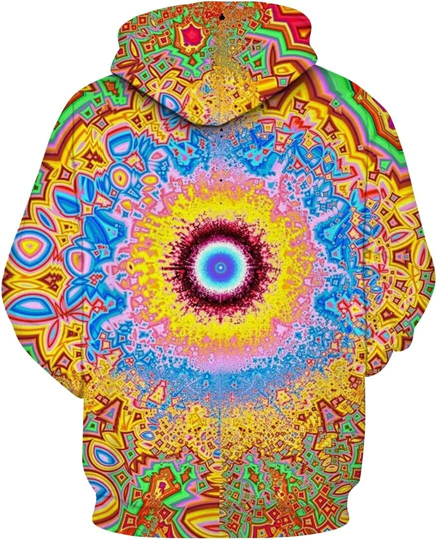 Hoodie for Mens Womens Hippie Hoodie Sweatshirt Trippy Hooded Pullover Top Graphic Hoodies sweatshirt Pullover Long Sleeve