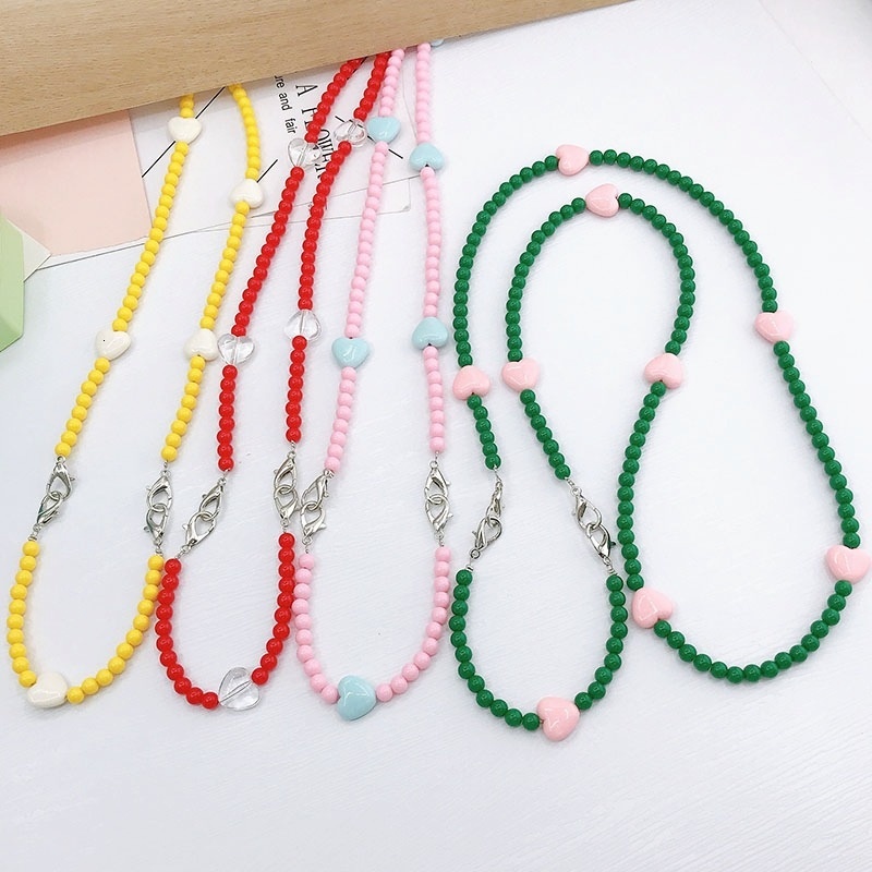 Yilian Jewelry New Acrylic Love Hand 2-in-1 Diagonal Cross Colored Women's Shoulder Strap Detachable Chain