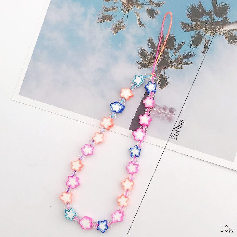 Yilian's new hot selling soft ceramic pentagonal star handmade DIY bead chain phone case