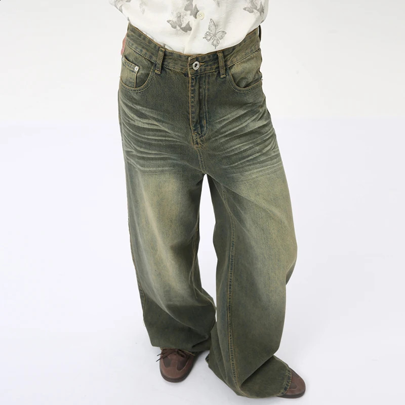 IEFB Fashion Loose Mens Straight Denim Pants American Style Casual Worn-out Wide Leg Jeans Summer Trend 9C6256 240905