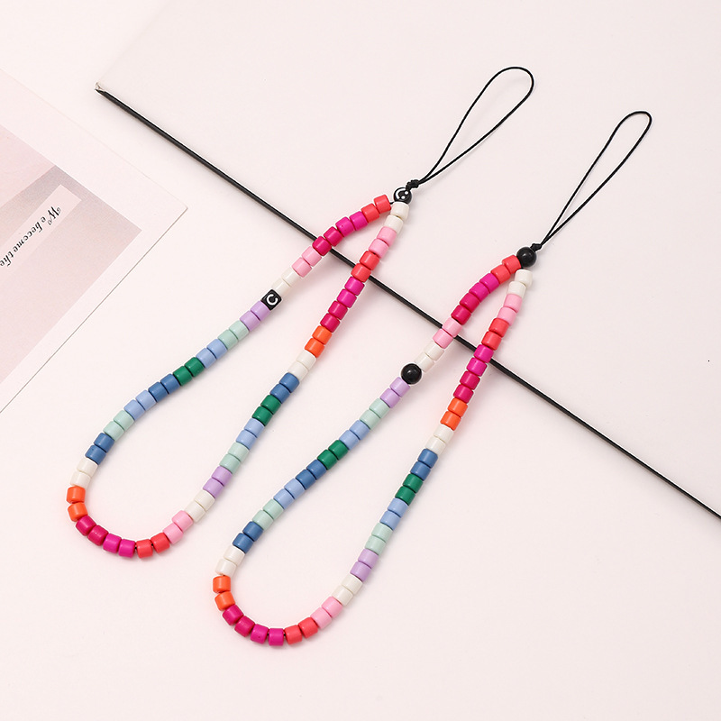 Internet celebrity anti lost Rainbow Same enamel bead DIY phone hanging rope Female wrist chain