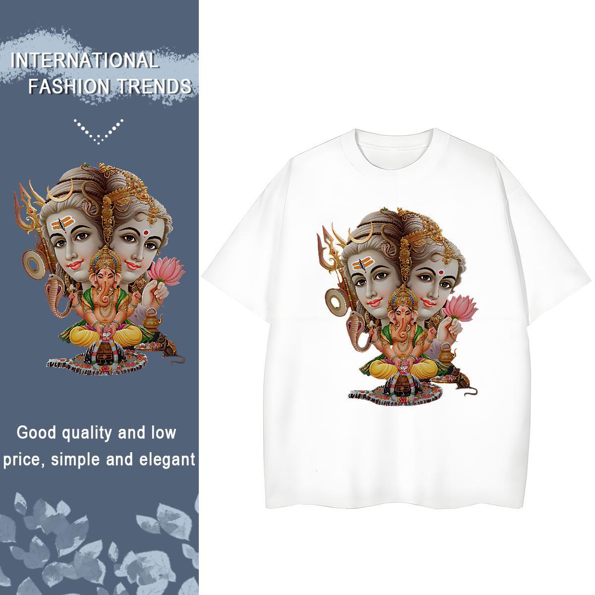 Fashion Casual Womens T Shirts 230g Cotton Crew Neck Street elephant Women Tees Wholesale Cartoon Print Tops Shirt