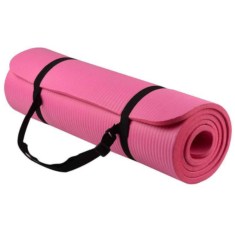 Balanced multi-purpose 1/2 inch ultra thick high-density tear resistant exercise yoga mat with shoulder straps W240906