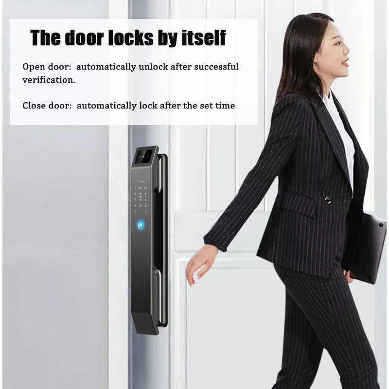 Simple Version D14P 3D Facial Recognition Smart Door Lock Ome Application Control Fingerprint Password Electronic Door Lock with Camera CL240920