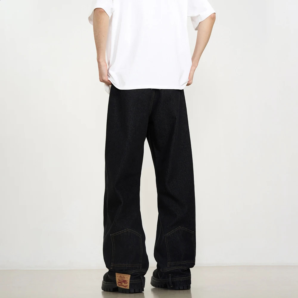 Interesting jeans men Y2k streetwear straight leg loose Trouser summer punk fashion black retro original street 240904