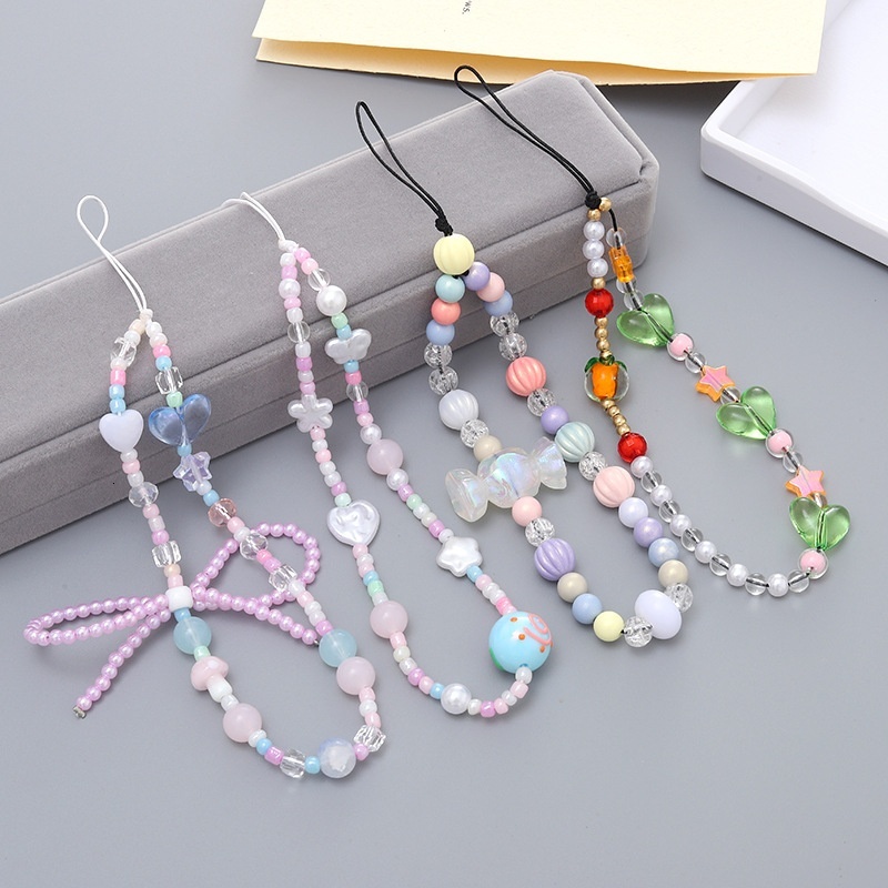 New color dopamine rice bead lanyard, summer fashion versatile mobile phone pendant, CCD chain pendant