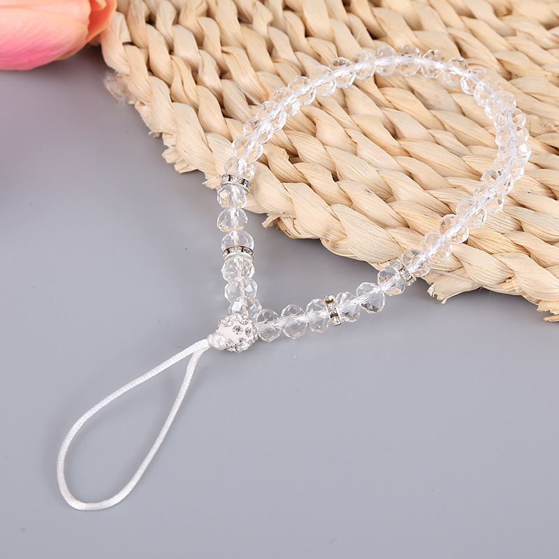 Creative new crystal short bracelet pendant transparent lanyard simple and exquisite mobile phone ornament