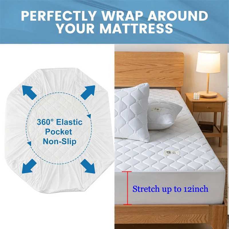 100% Waterproof Mattress Cover Quilted Bed Fitted Sheet Mattress Protector Non-Slip Soft Bed Cover Single Double Queen KingXJ240904
