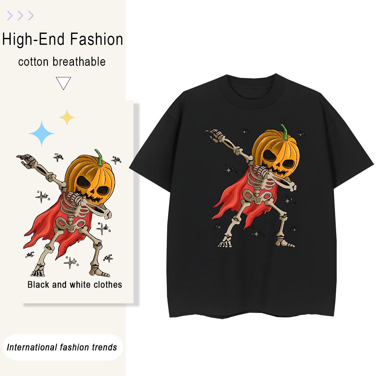 2024 DIY T-Shirts 230g 100% Cotton Breathable Short Sleeve Sports Street Wear skull Women Tshirts Designer Cartoon Floral Printing Clothings