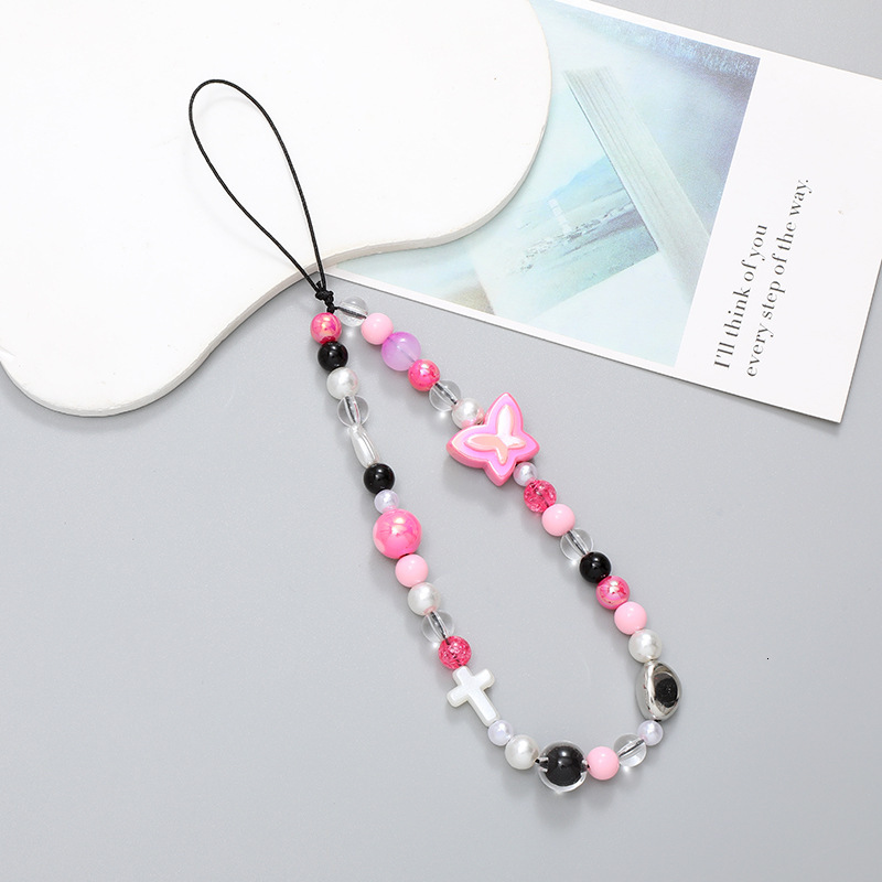 New Spicy Girl Y2K Chain Handdrawn Beads Beaded Rope Anti drop Handrope Mobile Phone Case Hanging Accessories Female