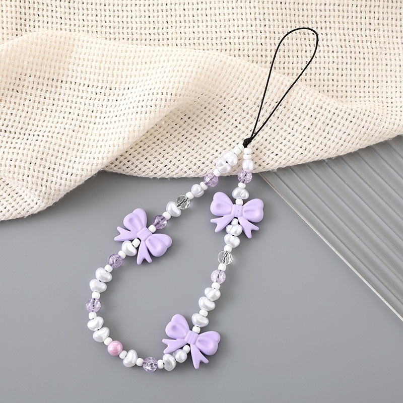 Yilian Instagram style bow bead mobile phone wrist hanging rope best friend gift cute loss and anti fall chain for women