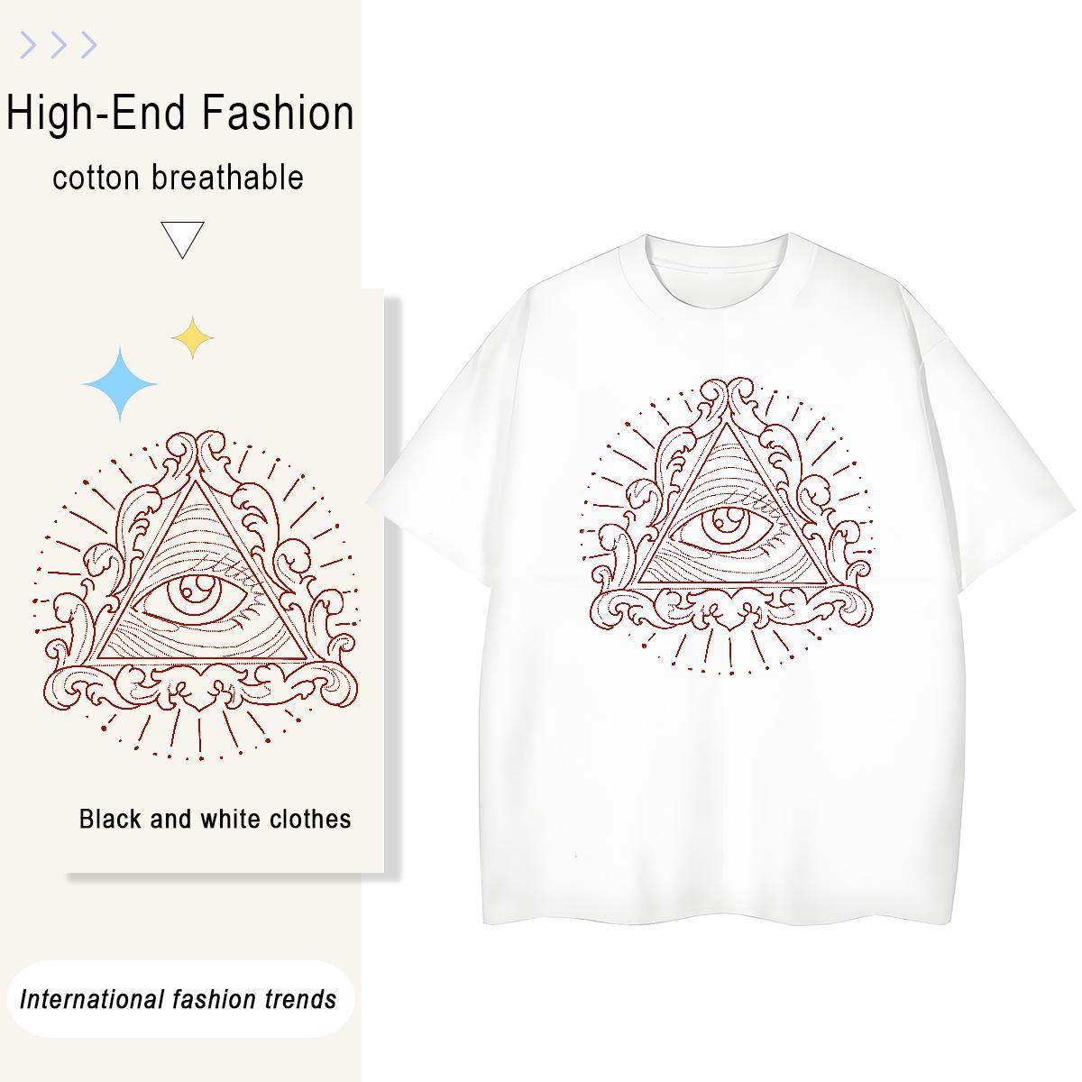 New Arrival T-Shirts 230g 100% Cotton Breathable Crew Neck Outdoor eye of the devil Tshirt for Man Woman Loose fit Floral Print Tshirts