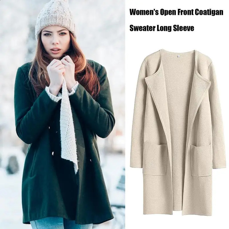 Womens cardigan wool sweater womens long sleeved 240906