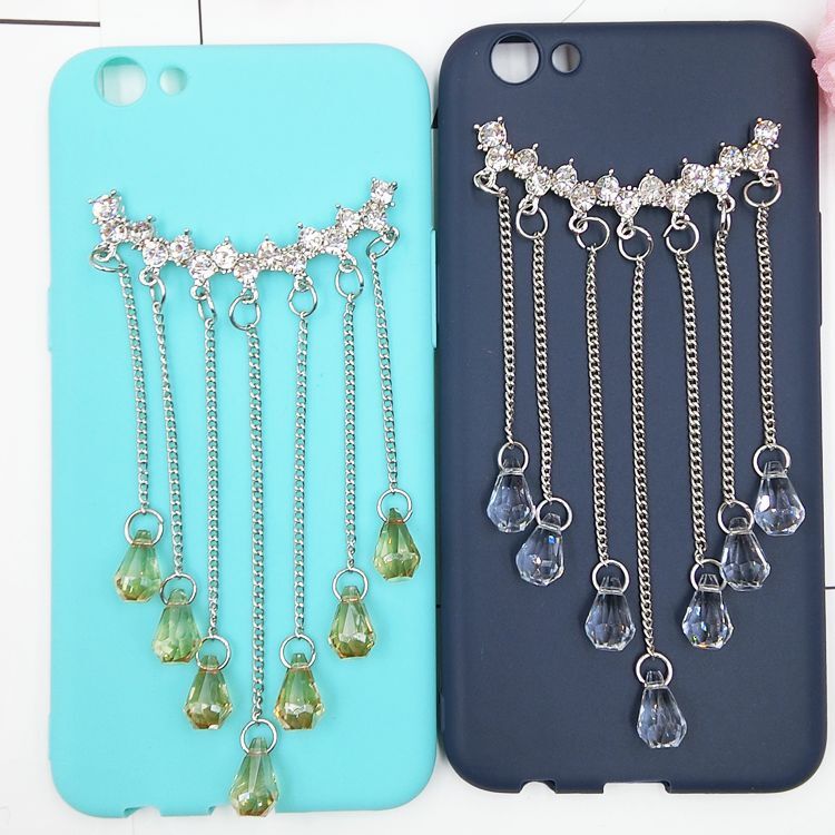 Trendy gemstone tassel pendant DIY phone case accessories Crystal pendant pendant Female material