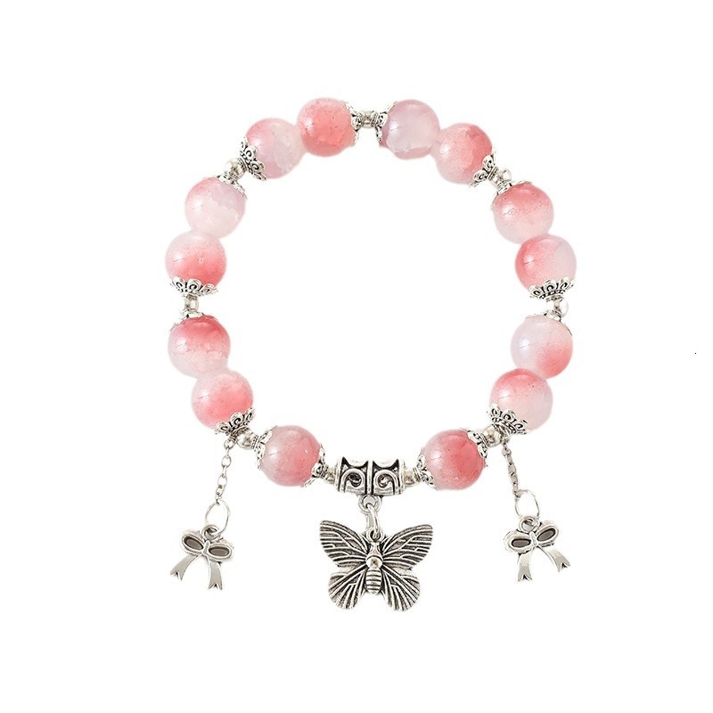 Ins New China-Chic Cultural Creative Glass Beaded Bracelet Simple Versatile Butterfly Hand String Classmate Friend Gift Jewelry