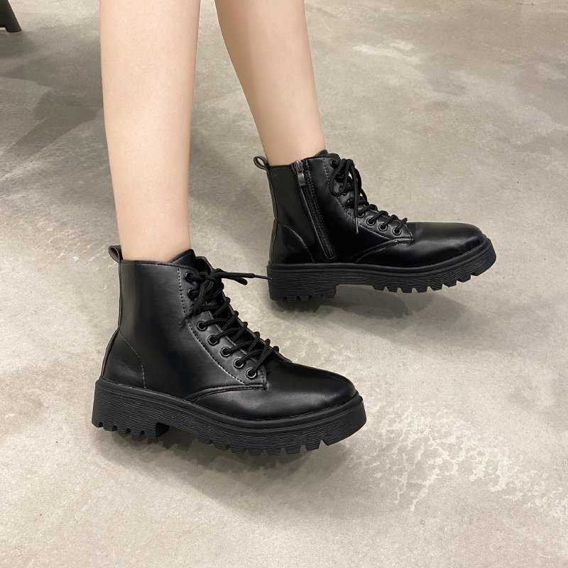Autumn Black Martin Boots Womens Muffin Thick Soled Fashion Short Ankle Boots Women Shoes 240826