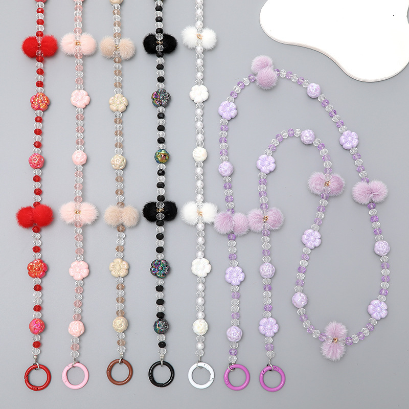 Yi Love Autumn and Winter New Colored Flower Cross Body DIY Handmade Beaded Small Fresh Phone Case Bag Shoulder Strap Chain for Women