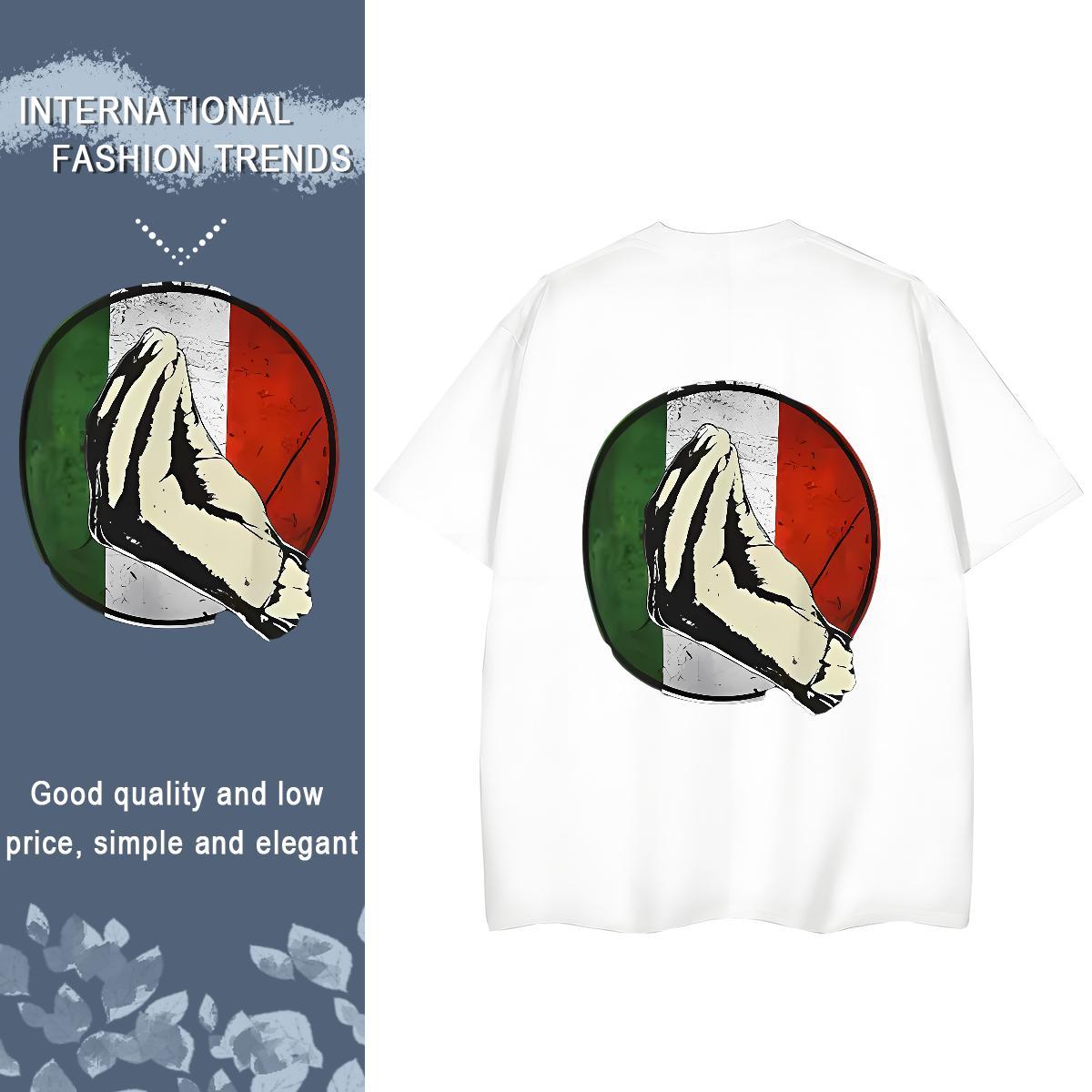 Fashion Casual T shirt 100% Cotton 230g Breathable Short Sleeve Hip Hop Street hands Womens Tshirts Loose White Plus Size Tops
