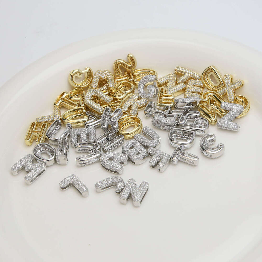 Designer jewelry bracelet chain for Men and Women lover hot sell new product Golden chubby balloon bubble DIY zircon 18k gold letter diamond bracelet