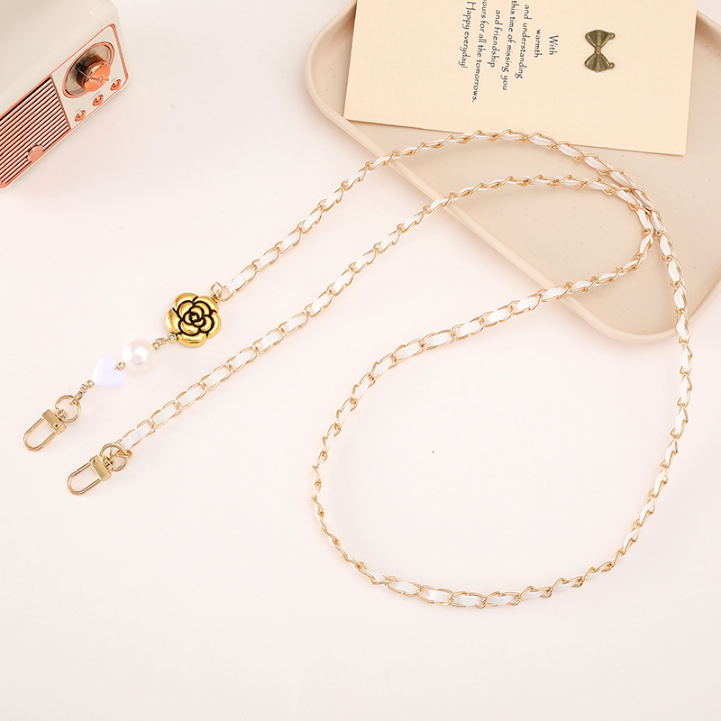 New pearl string leather crossbody long bag DIY accessory small fragrance style hanging rope anti drop mobile phone chain