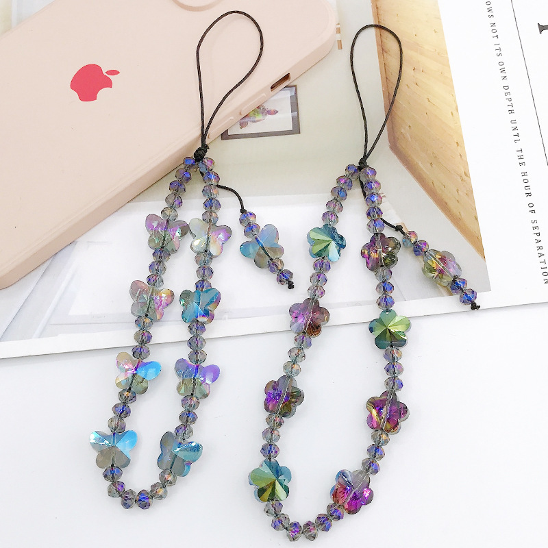 Yilian Jewelry New Crystal Hanging Rope DIY Beaded Stone Butterfly Phone Chain Wrist Strap