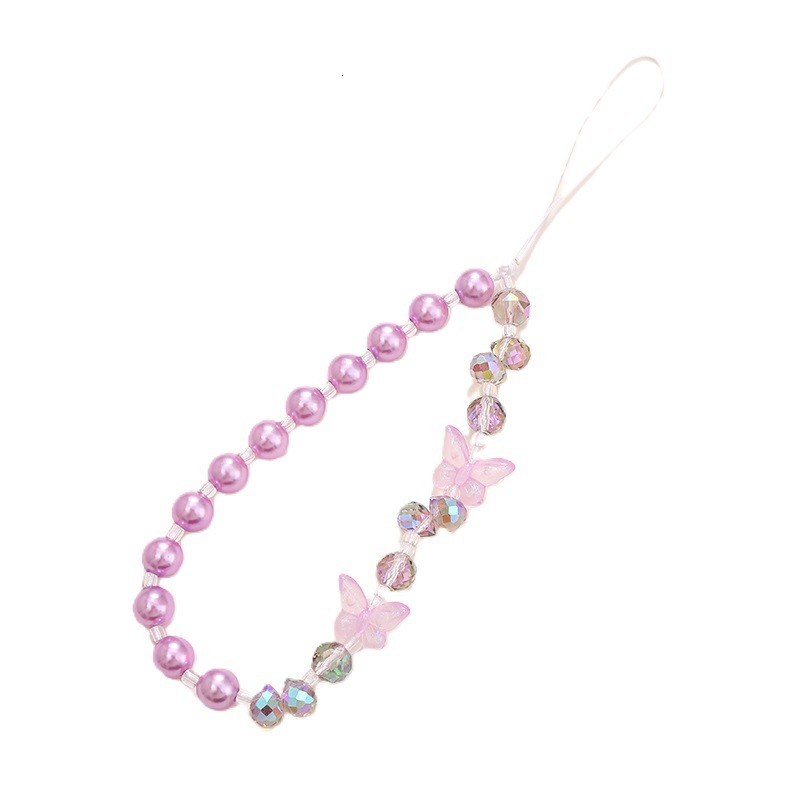 Ins New Crystal Love Chain Bead High Beauty CCD Camera Pendant Phone Hanging Anti Loss Rope