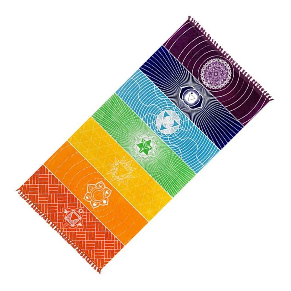 Meditation yoga carpet multi-purpose tassel floor mat chakra tape W240906