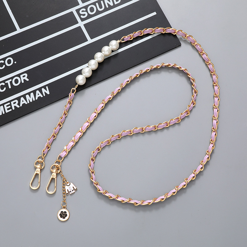 Yilian's new Xiaoxiangfeng pearl string leather crossbody single shoulder bag chain, decoration, phone case, keychain, hanging rope pendant