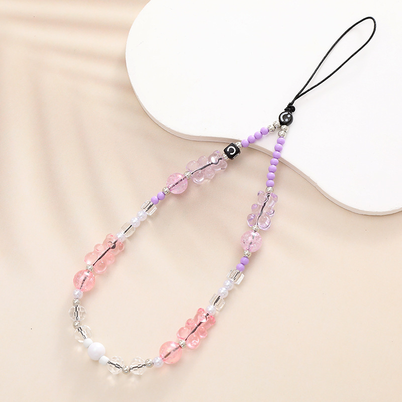 Little Bear Colorful Mushroom Mobile Phone Rope Hanging Short Handheld Drop and Anti Loss Chain