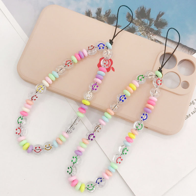 Yilian's new acrylic smiley face chain DIY accessories handmade bead phone case anti drop hanging pendant