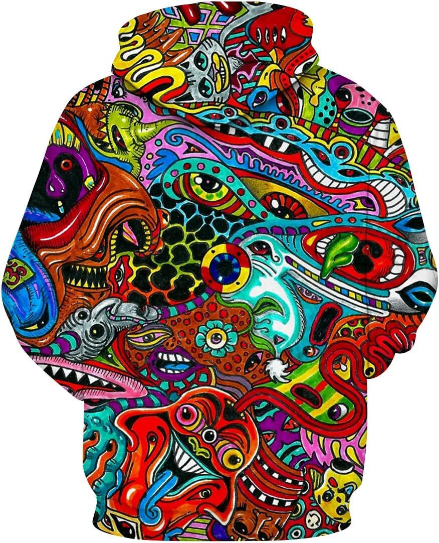 Hoodie for Mens Womens Mens Trippy Hooded Novelty Psychedelic Sweatshirt Pullover Hoodies Graphic Hoodies sweatshirt Pullover Long Sleeve