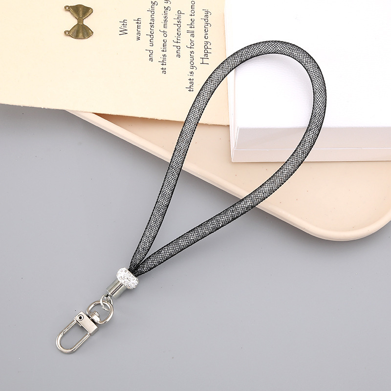 Ins new tubular mesh pendant luggage keychain decoration rhinestone chain DIY mobile phone hanging rope