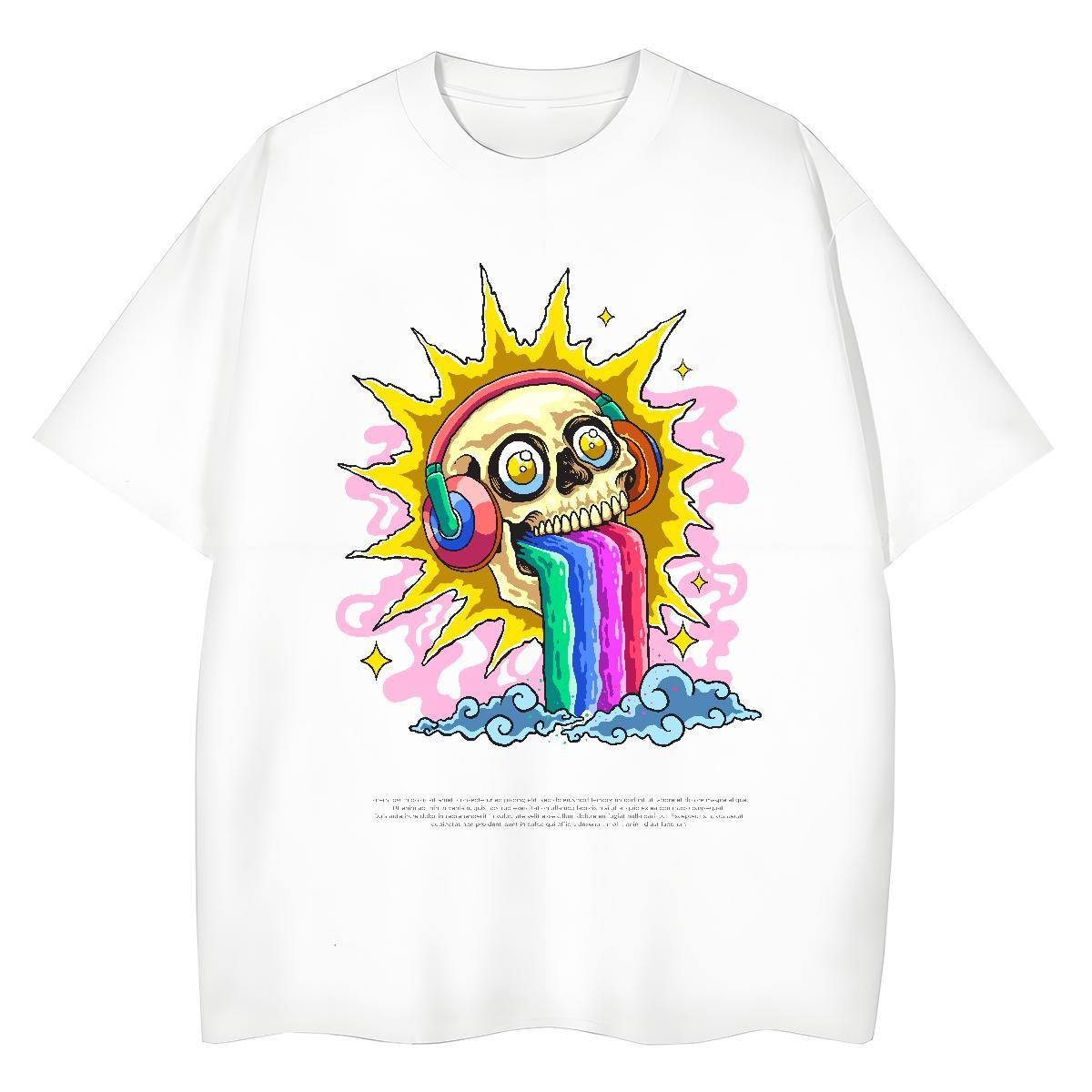 Brand T shirt 100% Cotton 230g Breathable Crew Neck Sport skull Womens Tshirts Female Plus Size Cartoon Tees Shirts
