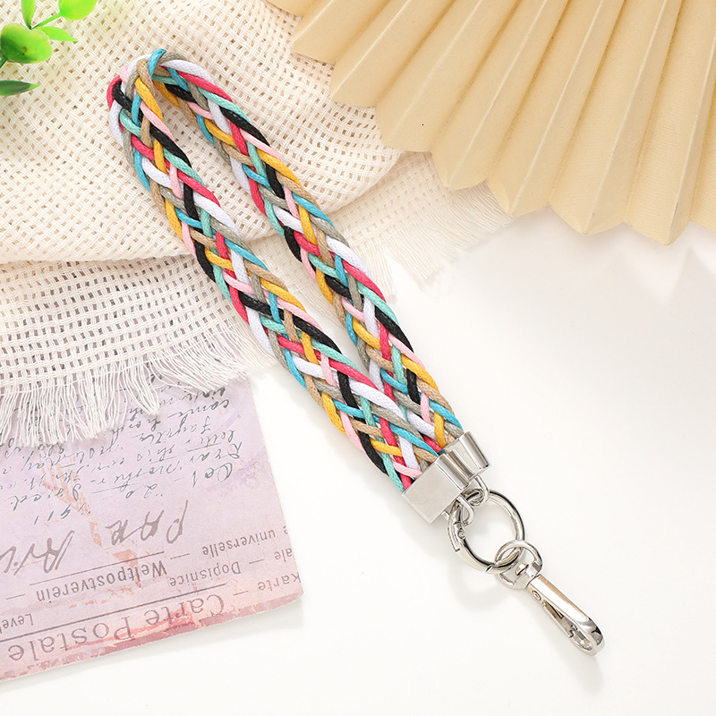 Yilian's new colorful woven keychain phone case hanging decoration pendant, short wrist strap, hand rope gift for women