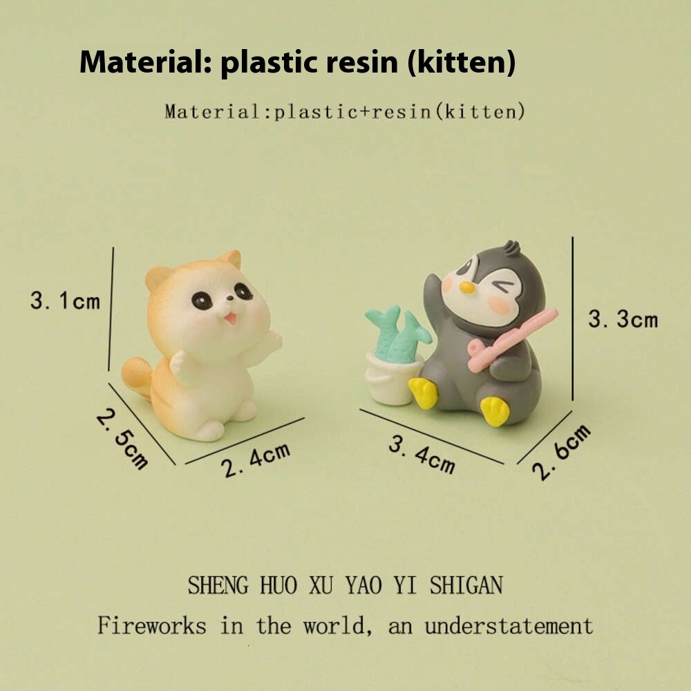New Creative Cute Ins Kitten Penguin Fishing Micro Landscape Gardening DIY Home Decoration Desktop Ornament