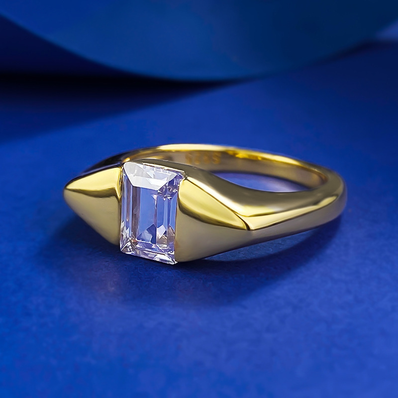 Geometry Solitaire Amethyst Moissanite Wedding Ring Set in Sterg Sier