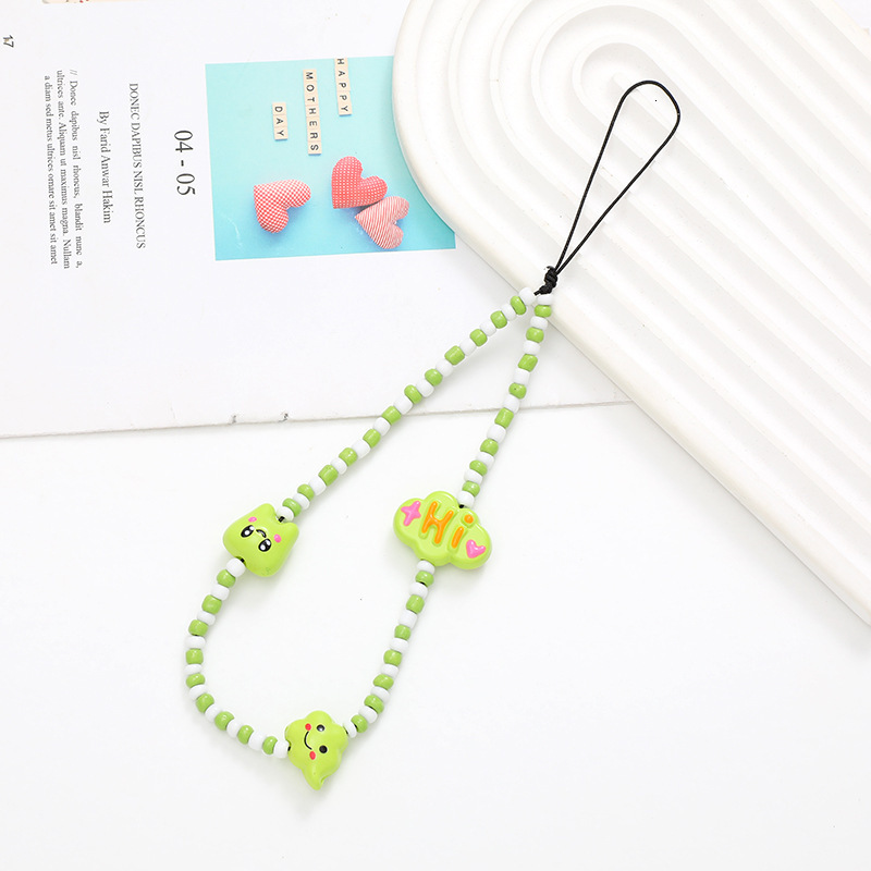 Yilian New Instagram Fashion Rice DIY Phone Case Hanging Rope Letter Donut Bead Earphone Set Chain