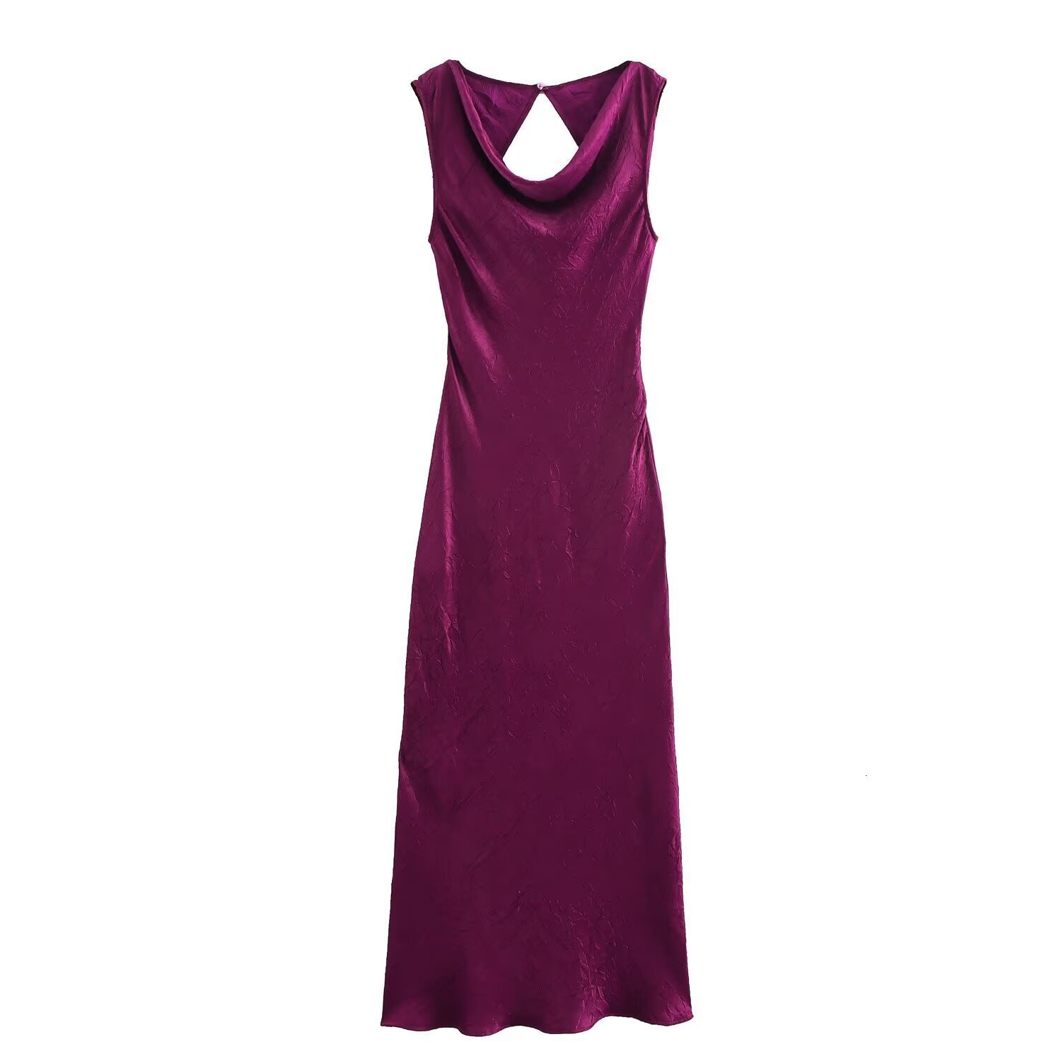 Silk and Satin New Pleated Autumn Womens Dress Displays Texture Temperament Fashion Midi