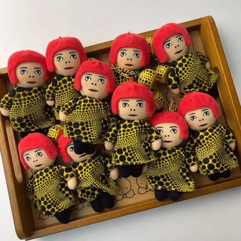 12cm New Yayoi Kusama YAYOI KUSAMA Humanoid Polka Dot Plush Keychain Bag Pendant Toy Pendant For Gift Y240907