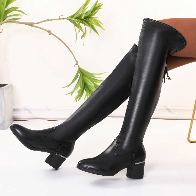 Autumn Winter Over Knee Elastic Long Fashion Boots With Thick Heels For Women Martin Boots Slim Fashionable Knee Boots For Women 240826