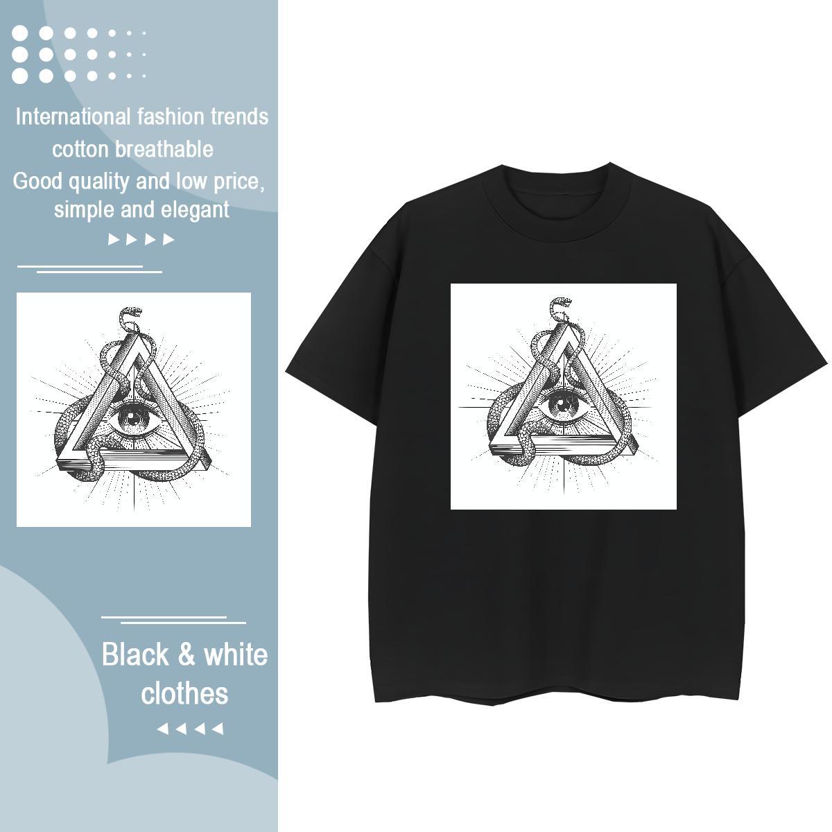 Casual New T Shirts Women 230g Cotton Comfortable Sport eye of the devil Women Tees High quality Black Oversized Top Shirts