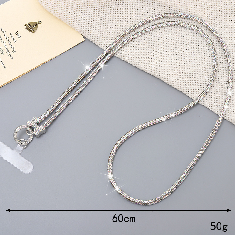 Light luxury creative new high-end diamond studded crossbody chain case keychain pendant universal phone lanyard
