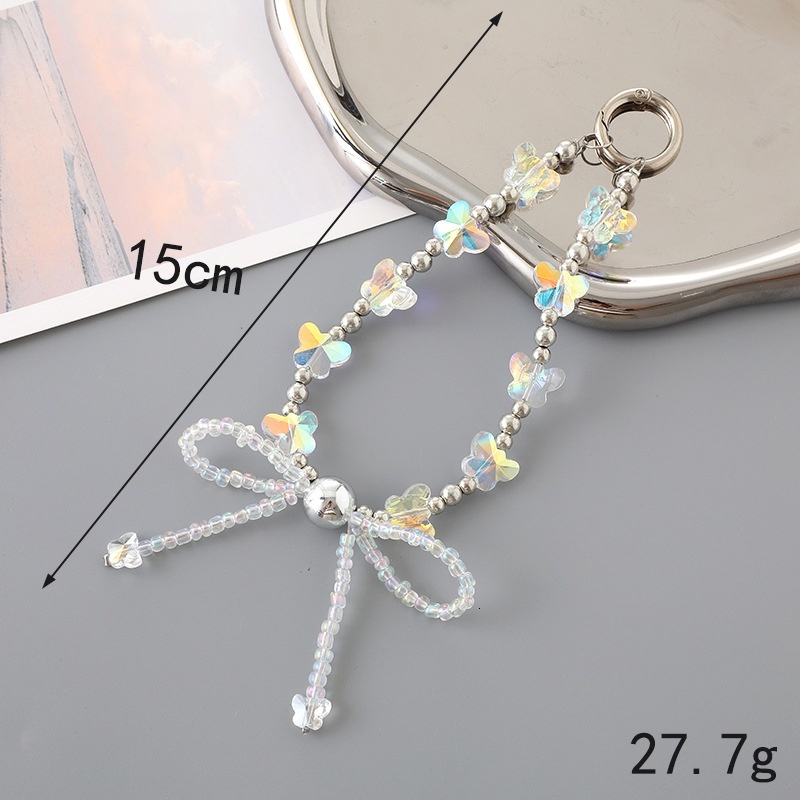 Ins new pearl bow bead case keychain pendant wrist strap phone lanyard accessory