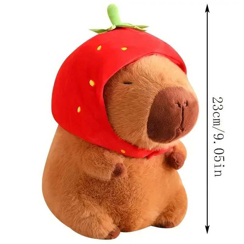 23cm Cute Strawberry Hat Capybara Kawaii Plush Doll Simulation Stuffed Animals Anime Fluffty Toy Soft Capybara Plush Toy Y240907