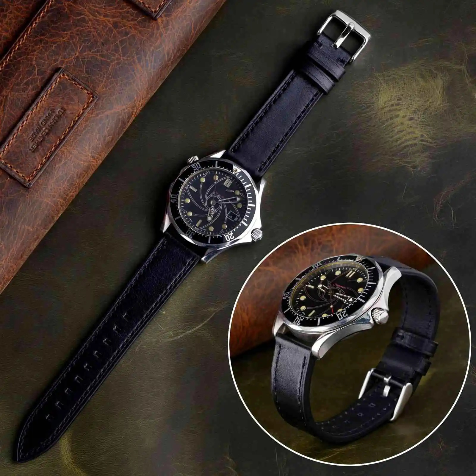 ANBEER Leather Watch Strap Lacquered edge Watchband for Men and Women 18mm 19mm 20mm 21mm 22mm Wrist Band Quick Release 240906